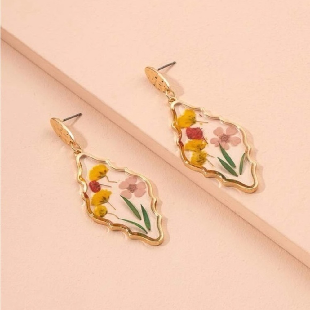 Flower Watercolor Drop Earrings